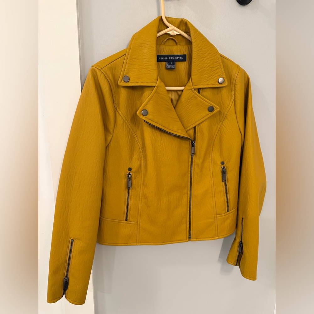 French Connection Mustard Leather Jacket